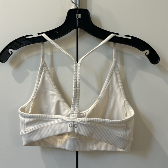 ALO Ribbed Blissful Bra White Small - Picture 3 of 9